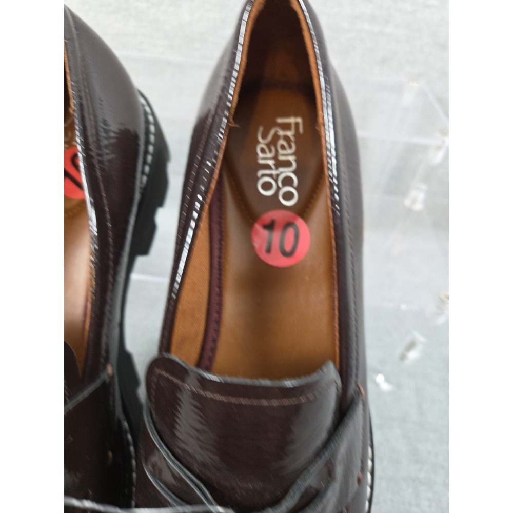 Franco Sarto Dark Brown Patent Loafers - Picture 3 of 11